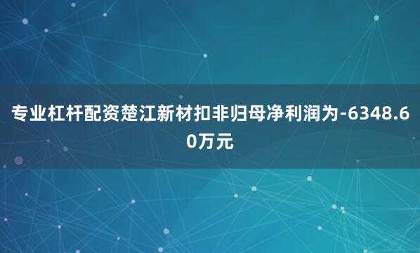专业杠杆配资楚江新材扣非归母净利润为-6348.60万元